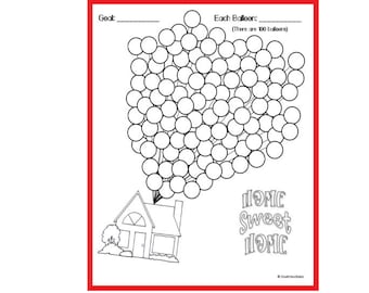 House Down Payment Saving Chart - Mortgage Payoff Debt Tracker Progress Chart- 100 Balloons - Debt-Free Goal Tracker-- House Coloring Chart