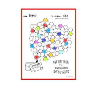 Credit Card Payoff Debt Tracker Fortschrittsdiagramm -- 100 Ballons - Debt-Free Goal Tracker-- Credit Card Debt, Debt Payoff, Debt Free Chart