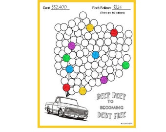 Truck Payoff Debt or Savings Tracker Progress Chart -- 100 Balloons - Debt-Free Goal Tracker-- Car Debt, Debt Payoff, Car Savings