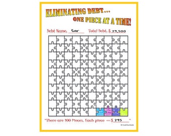 Eliminating Debt One Piece at a Time Tracker - Debt Payoff Chart, Debt Tracker, Debt Snowball, Debt Tracker Printable, Visual Tracker