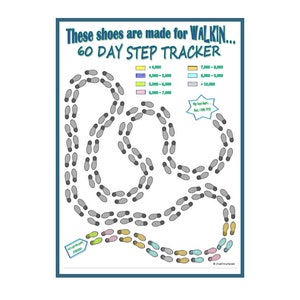60-daagse stappentracker - fitnesstracker, gezondheidstracker, kleurenkaart, visuele tracker