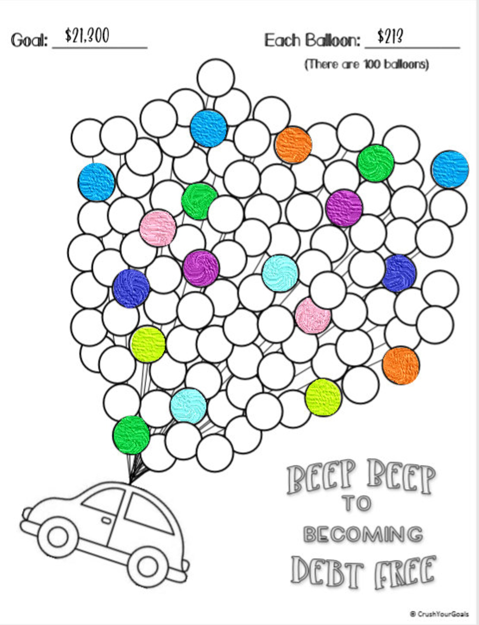 Car Payoff Debt or Car Savings Tracker Progress Chart 100 Etsy