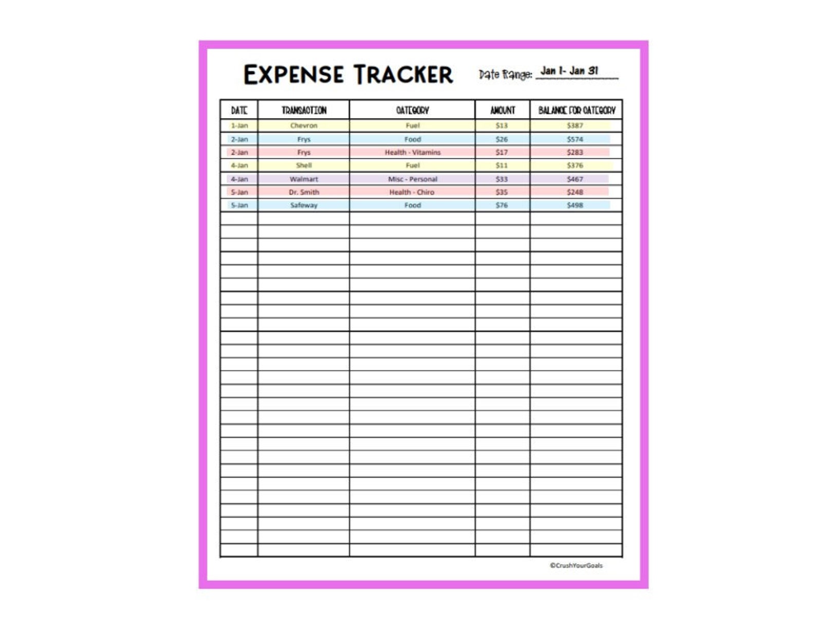 Monthly Expense Printable, Monthly Expense Planner Printable, Expense ...