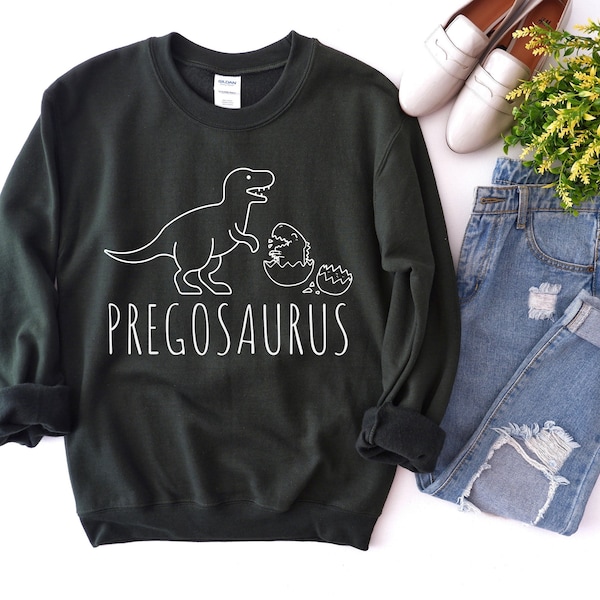 Pregosaurus Sweatshirt, Umstands sweatshirt, Schwangerschaft Ankündigung T-Shirt, Schwangerschaft Reveal Dinosaurier Shirt, Pregosaurus Reveal T-Shirt