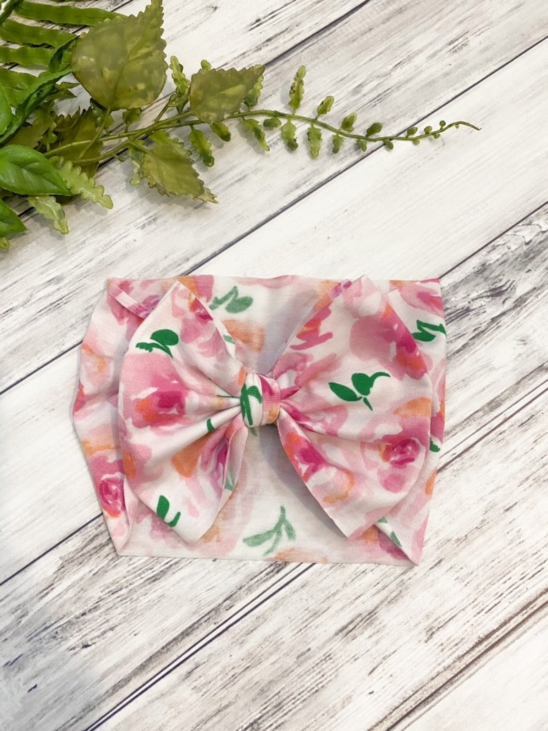 Baby Headwrap Watercolor Alligator Clip Flowers Nylon Headband Piggies Stretchy Headwrap Spring Flower Bow Newborn Headband
