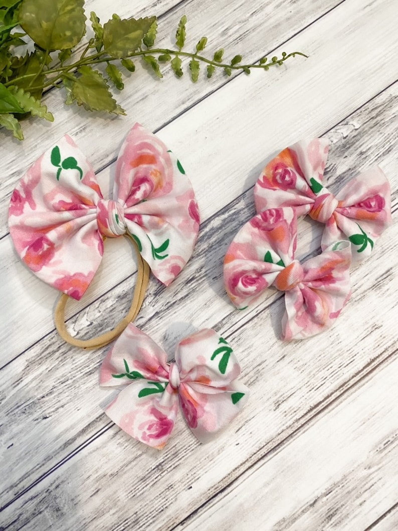 Baby Headwrap Watercolor Alligator Clip Flowers Nylon Headband Piggies Stretchy Headwrap Spring Flower Bow Newborn Headband