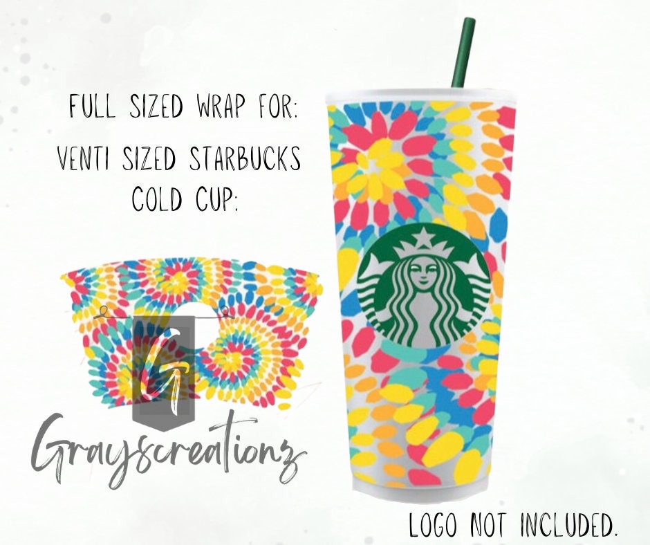 Starbucks Cup Stickers Tie Dye Waterproof Laminated Die 