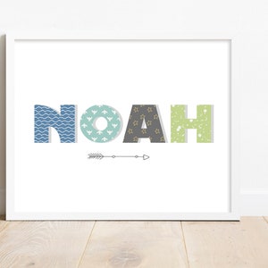 Printable Customizable BOY NAME Digital Wall Art Nursery - Etsy
