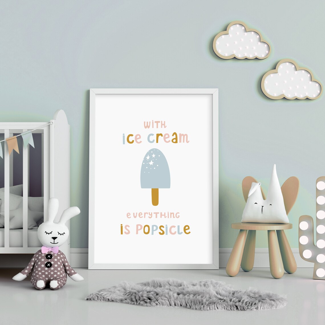 Printable Ice Cream Popsicle Quote Digital Art Nursery Etsy