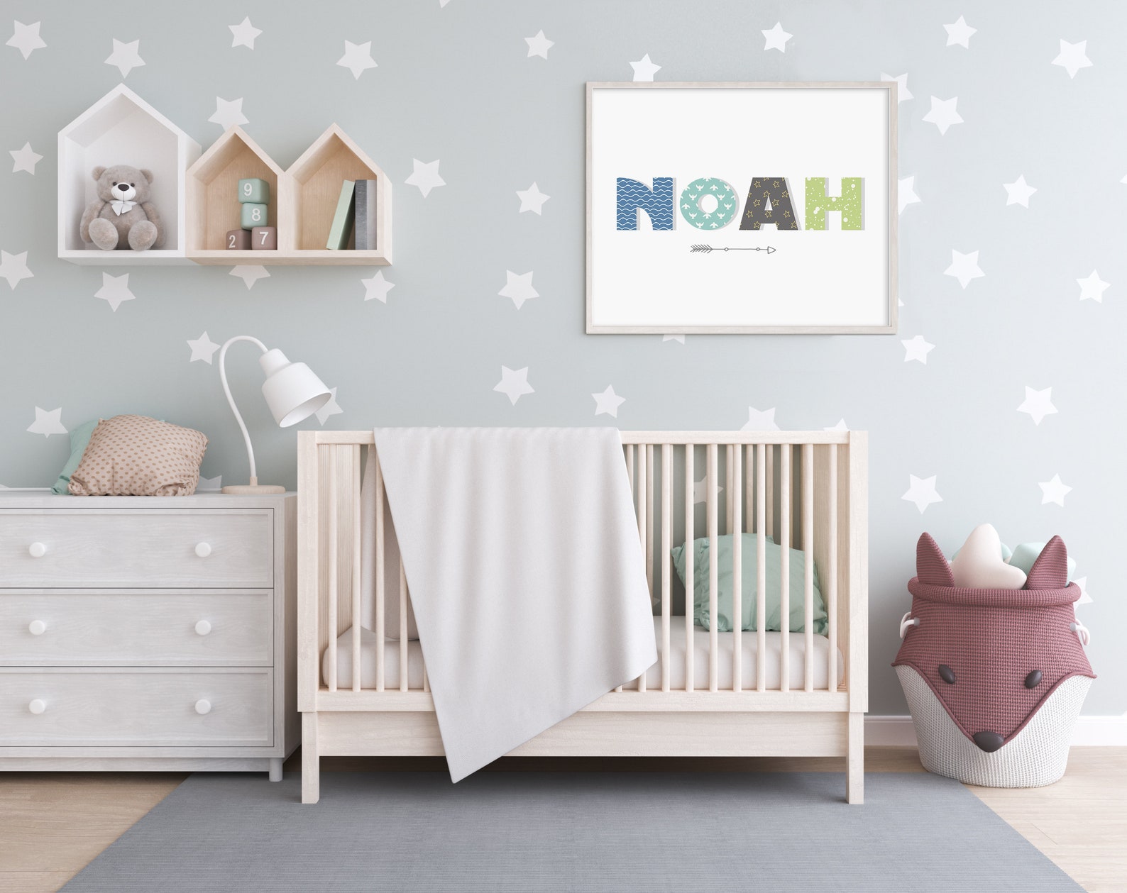 Printable Customizable BOY NAME Digital Wall Art Nursery Etsy