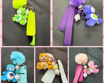 Beaded Keychain With Bear, Chapstick Holder And Wristband