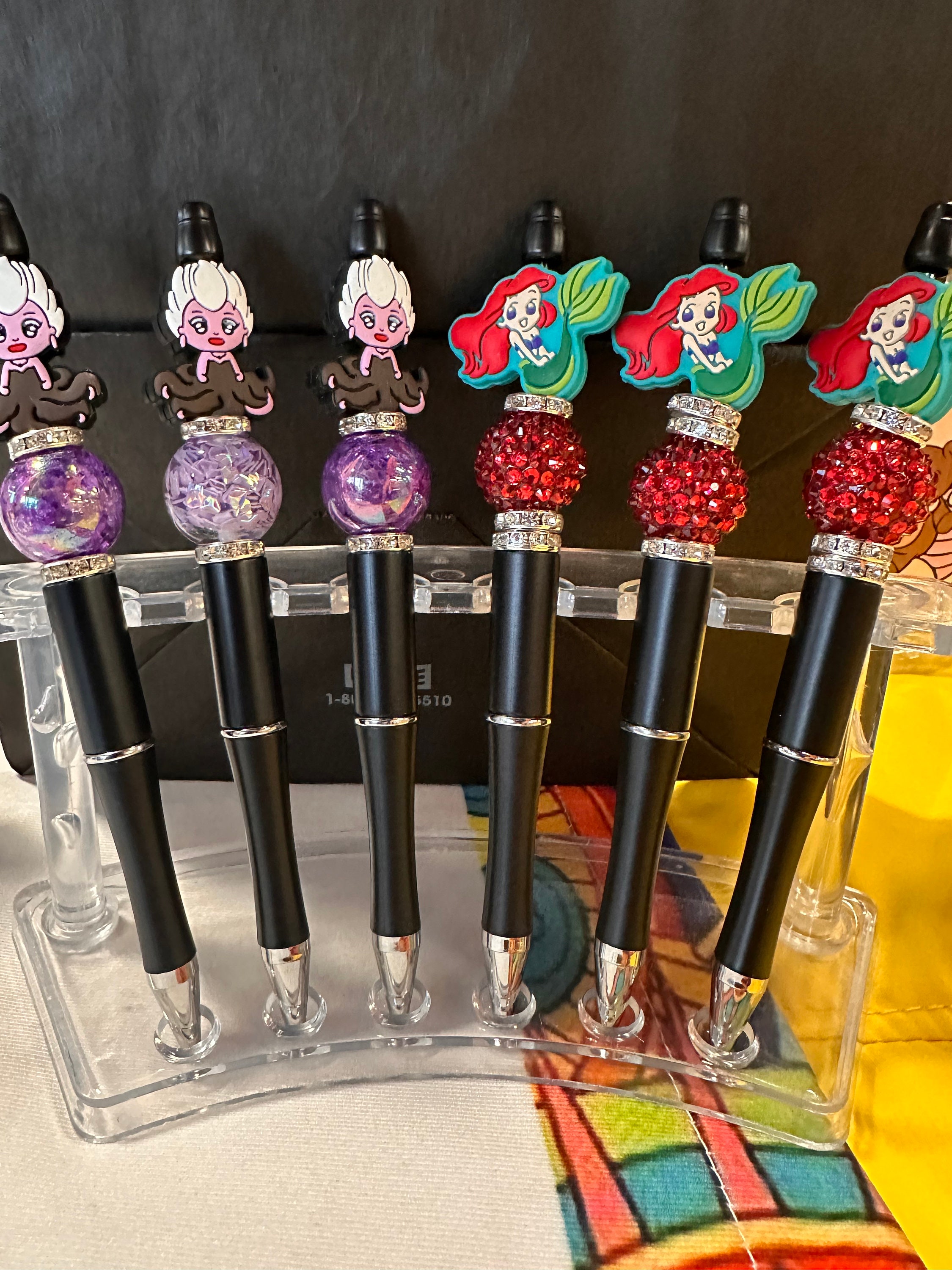 Disney Tangled Doorable Bead Pens Collection- Doorables- Disney  Luxury Beadable Black DISNEY VILLAINS Pen display picture 1