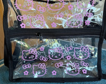 Pink Kitty Clear Plastic Bag Stadium Approved
