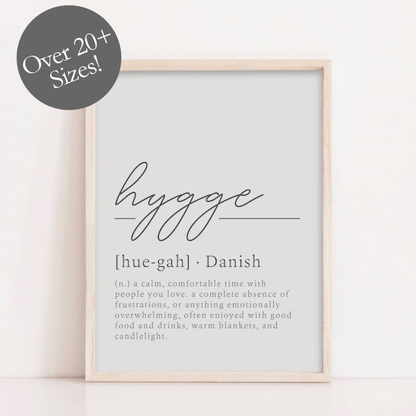 Hygge Definition Wall Print, Scandinavian Home Print, Nordic, Scandi Decor, Cozy Home Print, Coziness, Hygge Art, Hygge Decor, Handwritten