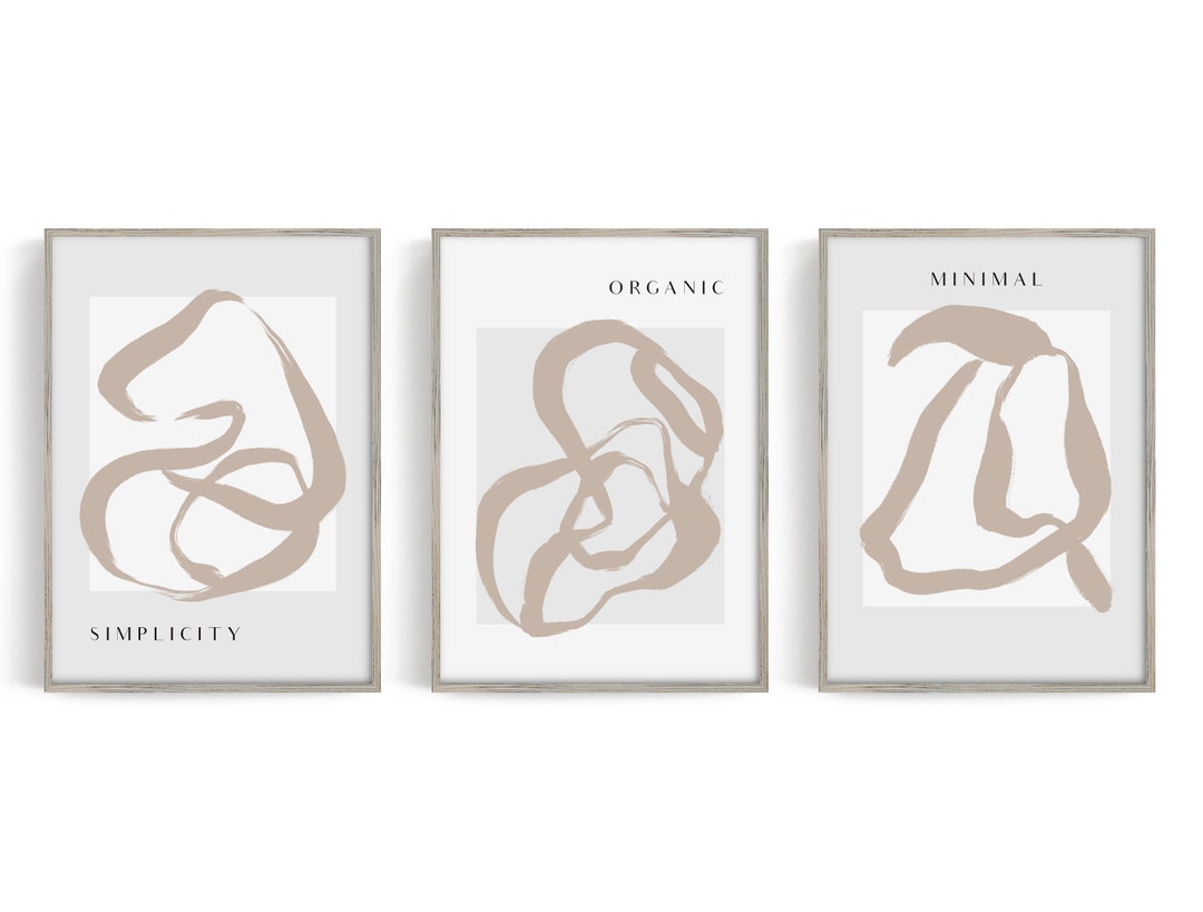 Neutral Wall Art Set of 3 Prints, Printable Abstract Painting, Modern ...
