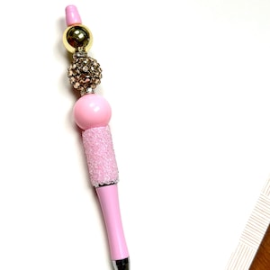 Eleganter Gold & Pink Bling Stift mit funkelnden Strass Beads