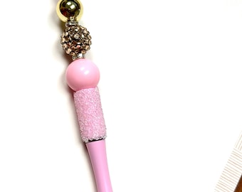Eleganter Gold & Pink Bling Stift mit funkelnden Strass Beads