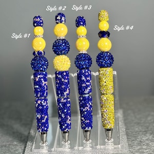 Volledige strass koningsblauwe en gele decoratieve kralenpennen