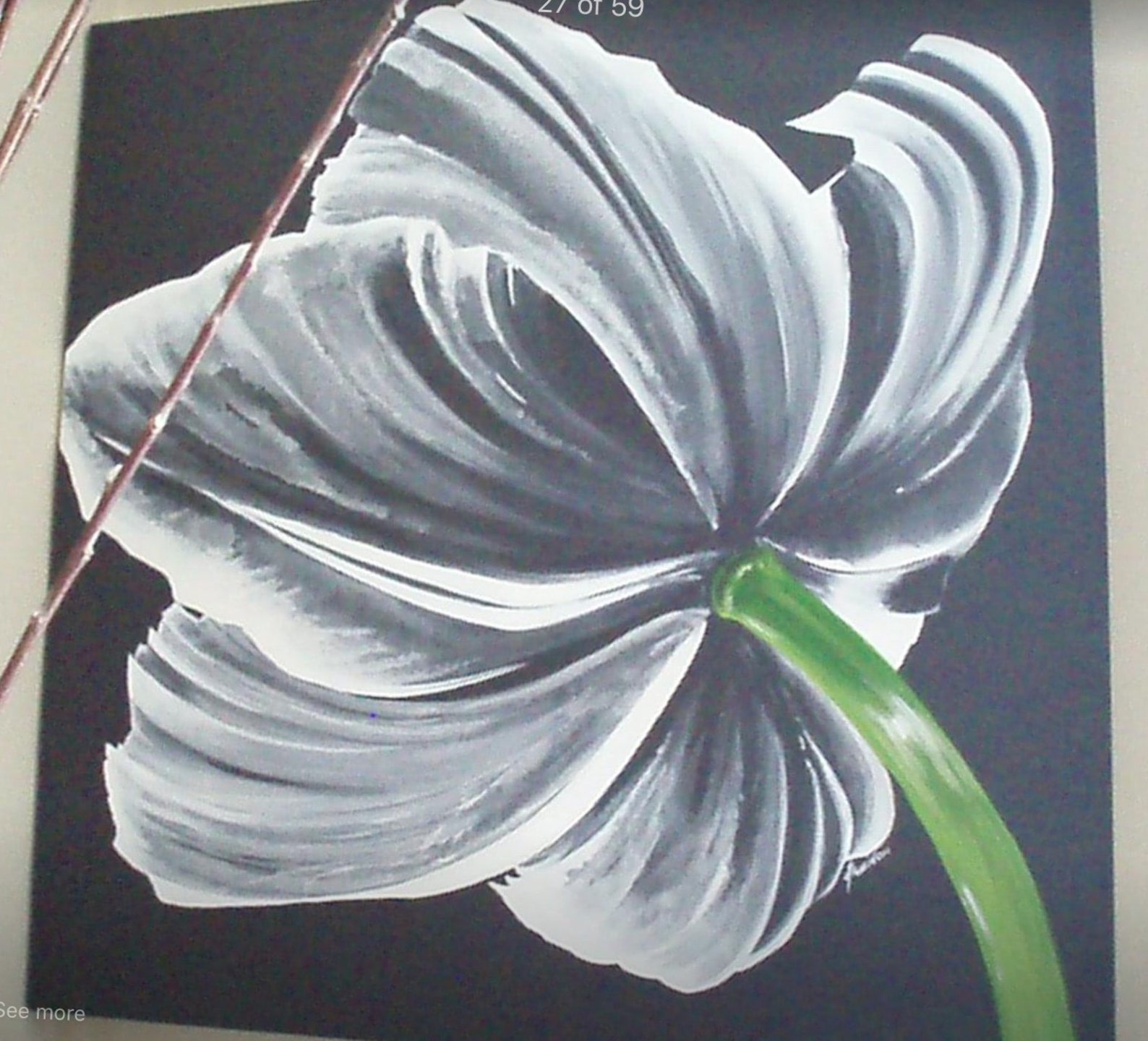 Beautiful White flower painting in acrylic with delicate Etsy