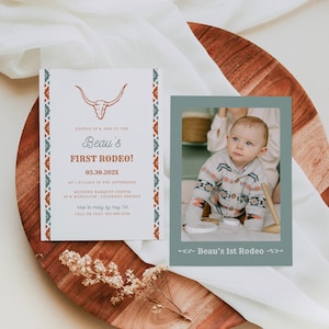 Western Birthday Party Invitation Template, First Rodeo Birthday Invitation, Country Birthday Invitation Printable, Cowboy Birthday Invite