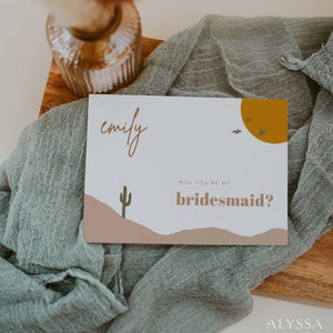 Boho Brautjungfer Vorschlag Karte, Willst du meine Brautjungfer sein Karte, Wüste Brautjungfer Vorschlag, Trauzeugin Geschenk, Brautjungfer Geschenk personalisiert