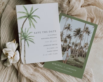 Save the Date Destination Wedding, Tropical Save the Date Template, Palm Tree Save the Date, Beach Wedding, Printable Wedding Invitations