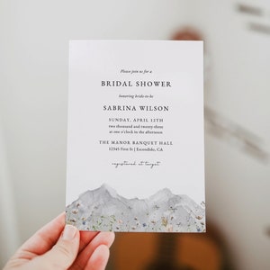 Wildflower Bridal Shower Invite, Mountain Bridal Shower Invitation, Spring Wedding Shower, Editable Bridal Shower Invitation, Boho Floral