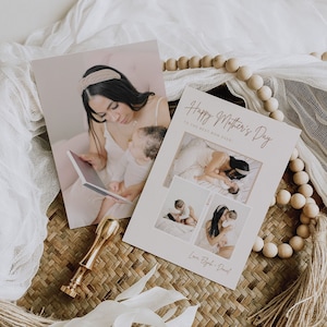 Tarjeta imprimible para el primer día de la madre, regalo personalizable para esposa, mamá primeriza, tarjeta de feliz día de la madre para hija, tarjeta con foto para mamá