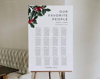 Winter Wedding Seating Chart, Christmas Wedding Seating Plan, Seating Chart Sign Template, Editable Seating Chart, Our Favorite People