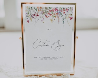 Wildflower Wedding Sign Digital Download, Spring Wedding Table Signs, Custom Wedding Sign Template, Custom Sign Template Baby Shower