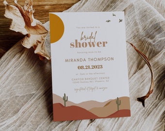 Desert Bridal Shower Invitation Template, Editable Boho Bridal Shower Invitation Download, Desert Wedding Shower Invitation Printable