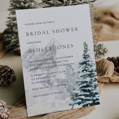 Winter Bridal Shower Invitation Invitation Template Winter - Etsy