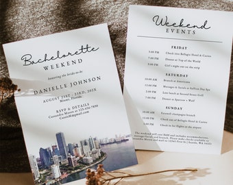 Miami Bachelorette Itinerary Template, Florida Bachelorette Party Invitation Digital, Destination Bachelorette Weekend Itinerary Printable