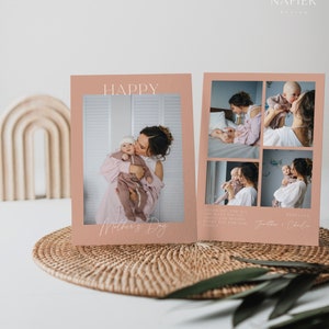 Tarjeta rosa del Día de la Madre para esposa, tarjeta imprimible moderna del Día de la Madre, regalo personalizado para ella, tarjeta con foto para abuela, regalo personalizado