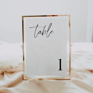 Minimalist Wedding Table Numbers, Calligraphy Table Numbers, Modern Table Number Template, Wedding Table Number Cards, Table Number Sign