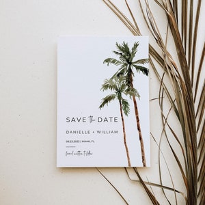 Palm Tree Save the Date Template, Beach Wedding Save the Date Card Printable, Tropical Save the Date Editable Template, Destination Wedding