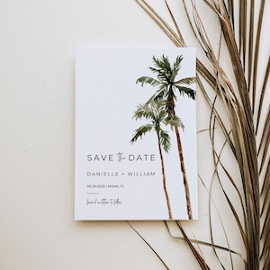 Palm Tree Save the Date Template, Beach Wedding Save the Date Card Printable, Tropical Save the Date Editable Template, Destination Wedding