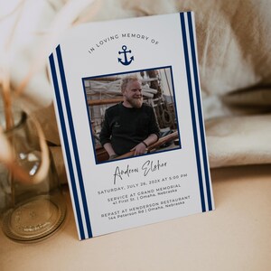 Anchor Funeral Invitation Template Nautical Memorial - Etsy