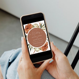 Terracotta Wedding Invitation Suite, Rust Wedding Invite Set, Desert Wedding Invitation with RSVP, Boho Floral Wedding Invite Printable image 5