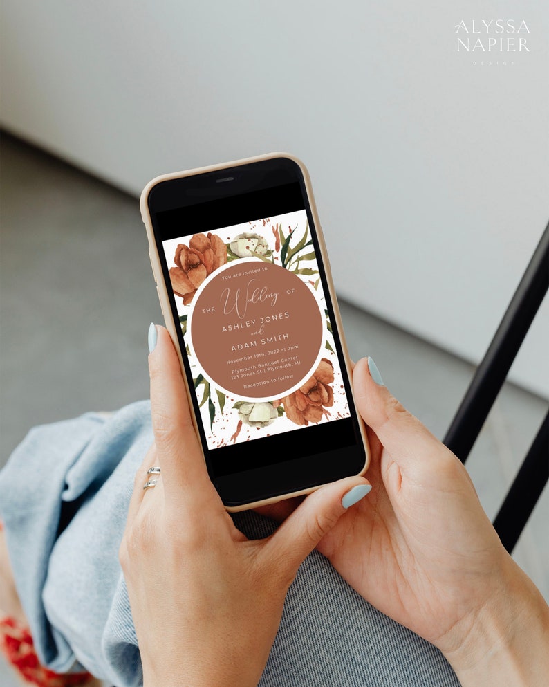 Terracotta Wedding Invitation Suite, Rust Wedding Invite Set, Desert Wedding Invitation with RSVP, Boho Floral Wedding Invite Printable image 5