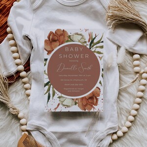 Boho Baby Shower Invite Bundle, Rust Orange Invitation Digital Download, Canva Baby Shower Invitation Template, Books for Baby image 5