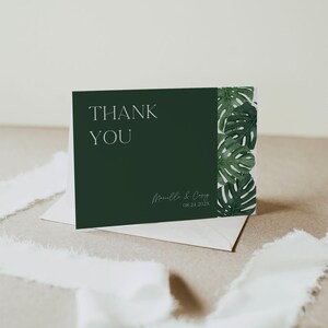 Monstera Thank You Card Template Printable, Tropical Thank You Card ...