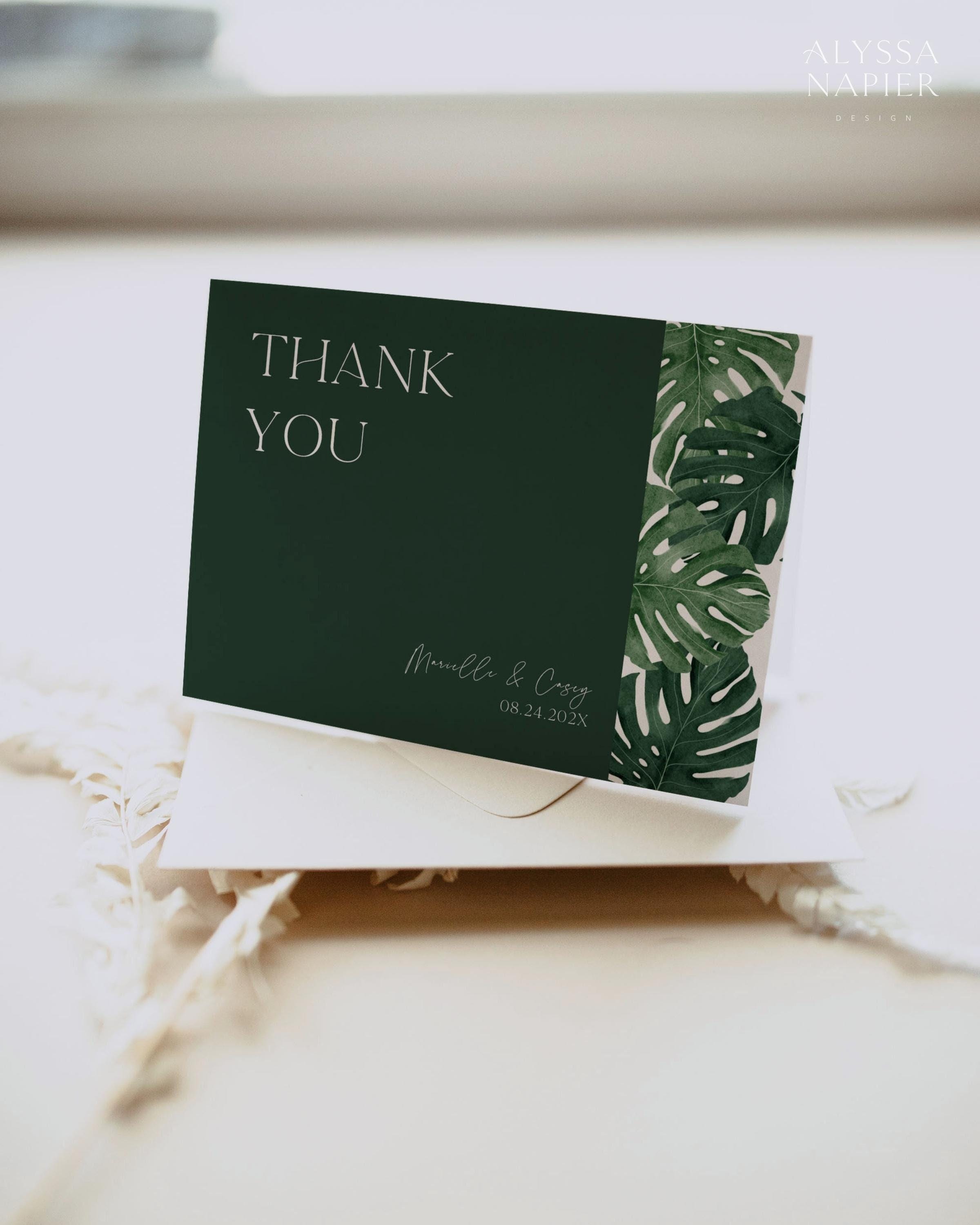 Monstera Thank You Card Template Printable, Tropical Thank You Card ...