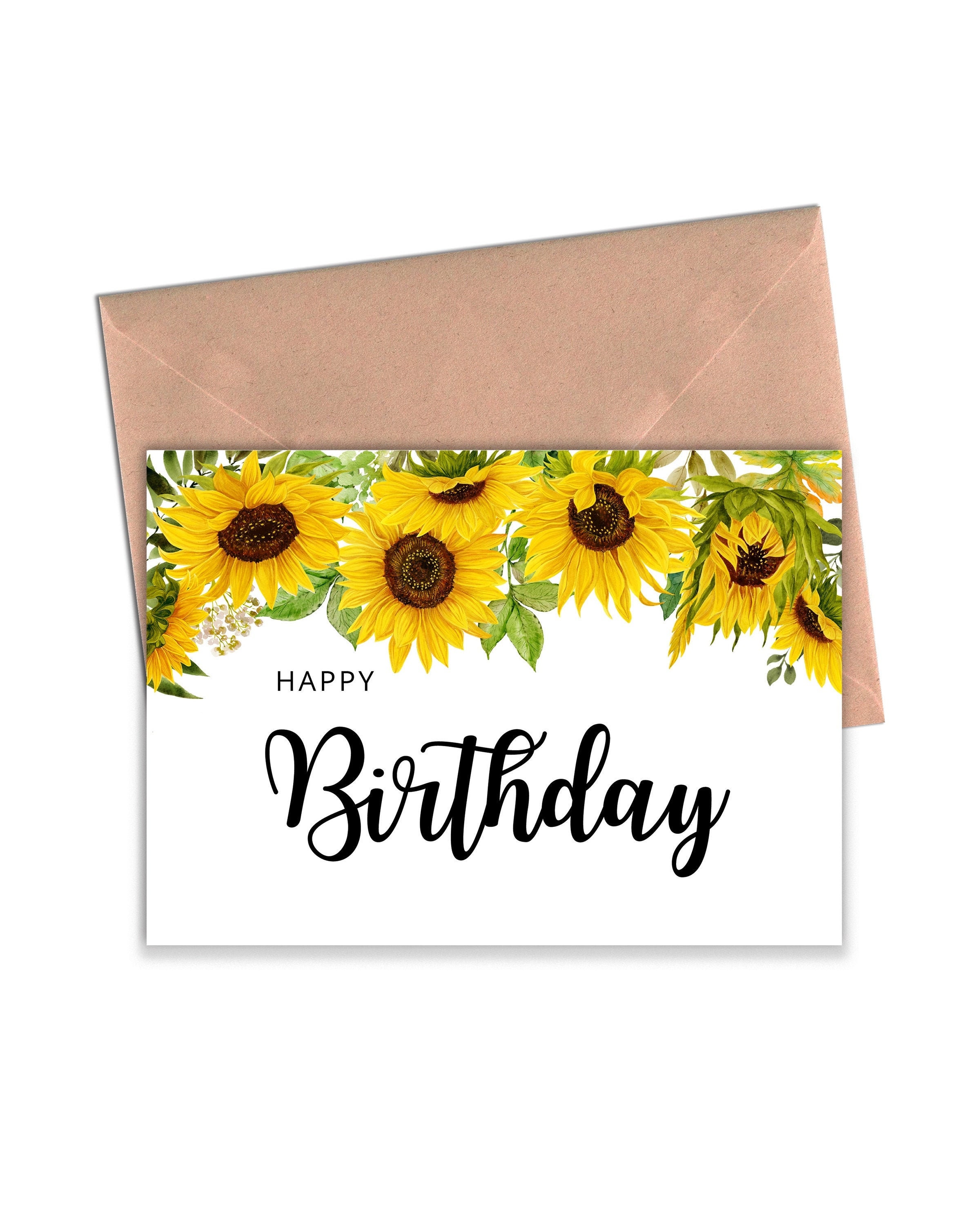 Sunflower Birthday Card for Her Printable Happy Birthday Card | Etsy