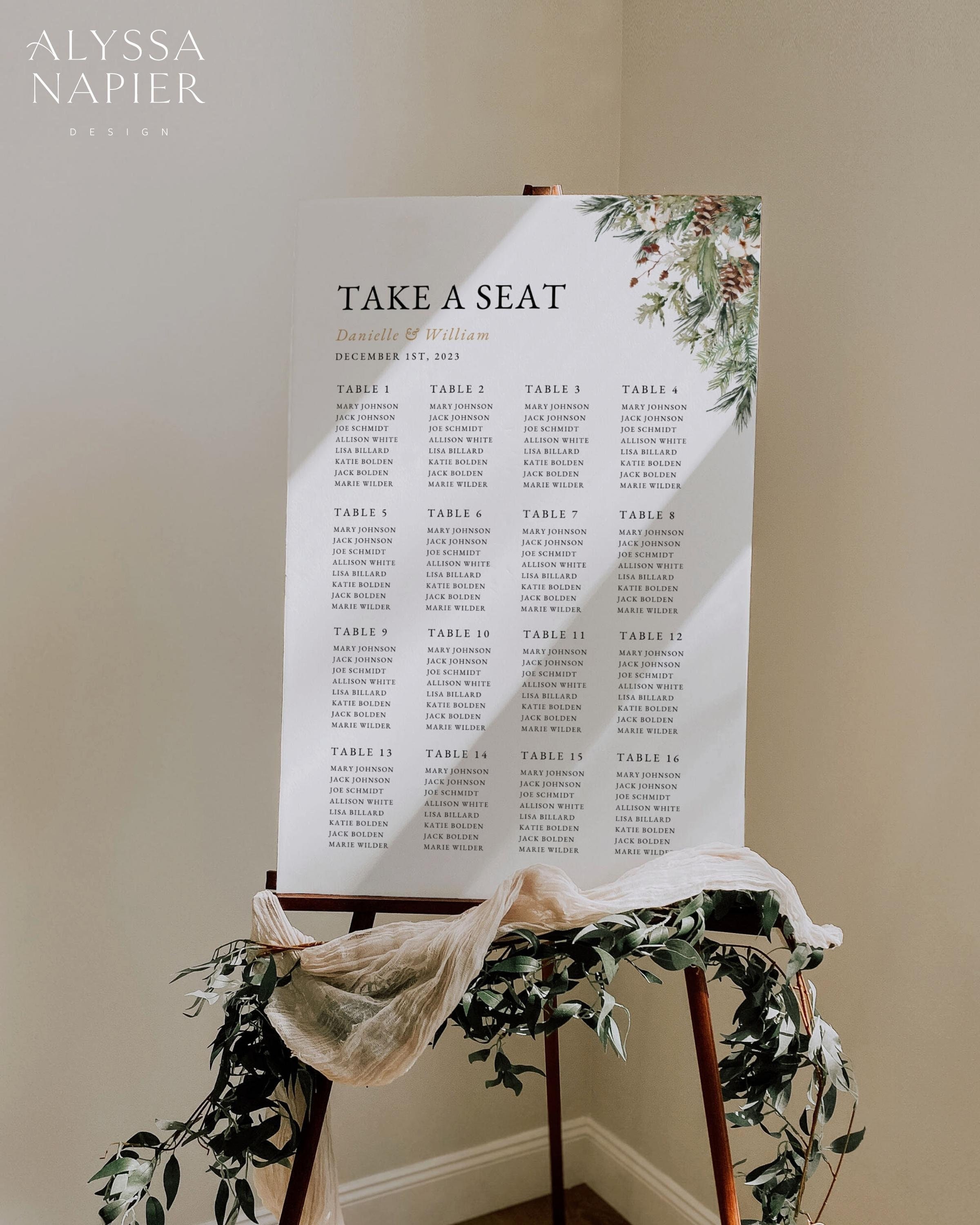 Rustic Winter Wedding Seating Chart