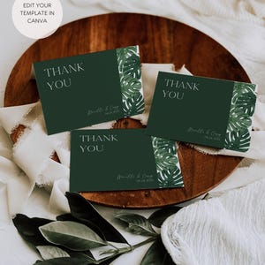 Monstera Thank You Card Template Printable, Tropical Thank You Card ...