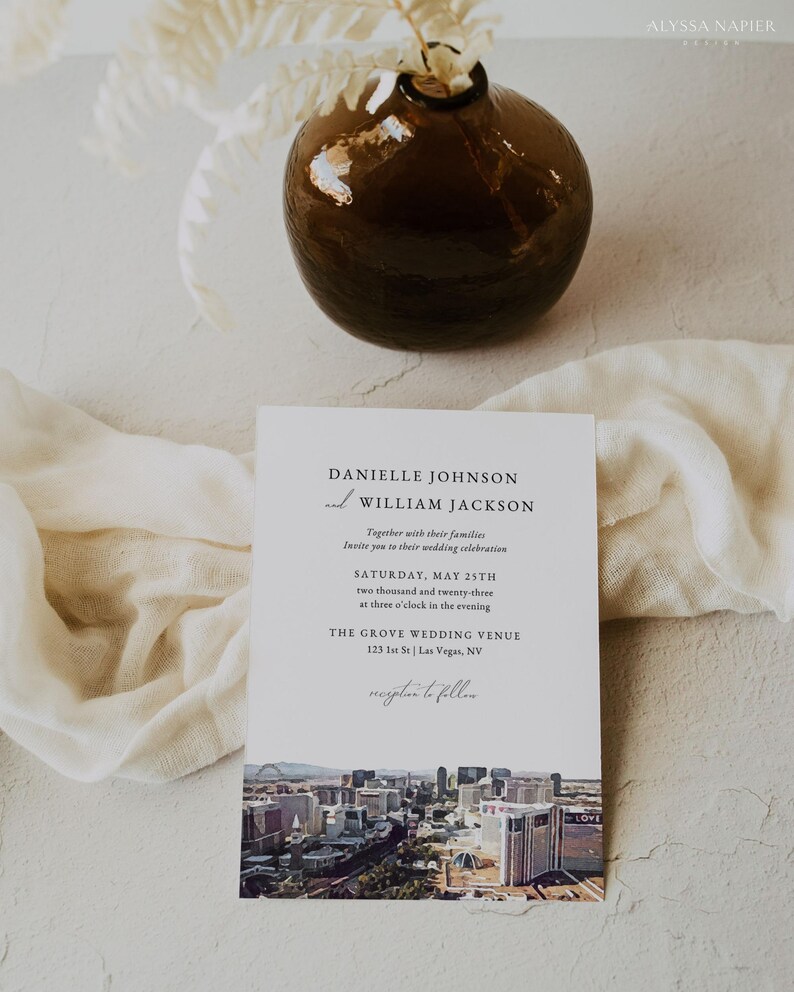 Las Vegas Wedding Invitation Printable Destination Wedding - Etsy