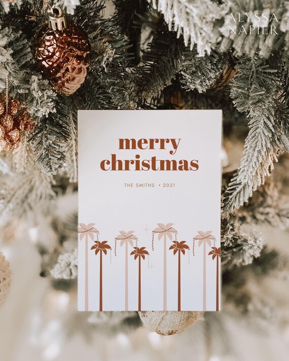 Boho Christmas Card Template Tropical Christmas Card Boho - Etsy