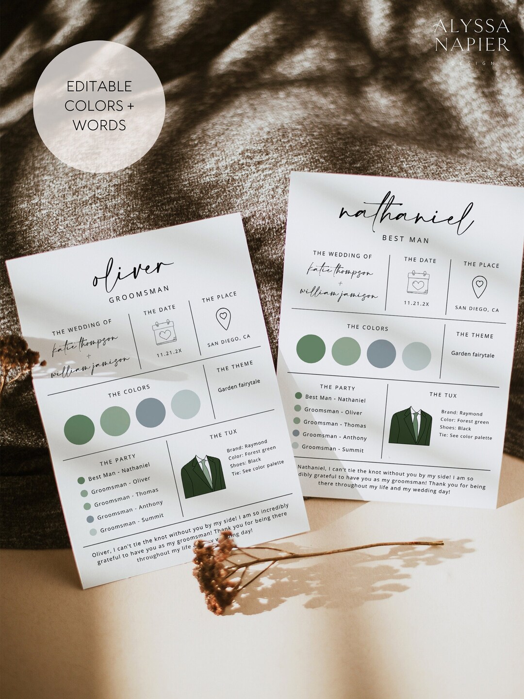 Printable Groomsman Information Card Template Groomsmen Info - Etsy