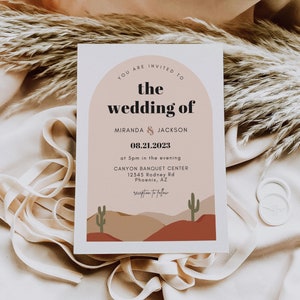 Desert Wedding Invitation Modern Boho Arch Wedding Invitation Template, Desert Wedding Invitation Abstract Wedding Invite Digital Evite